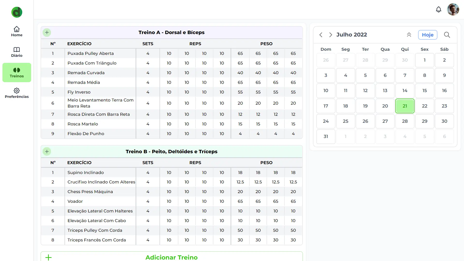 tab [object Object] of the Diet Manager project